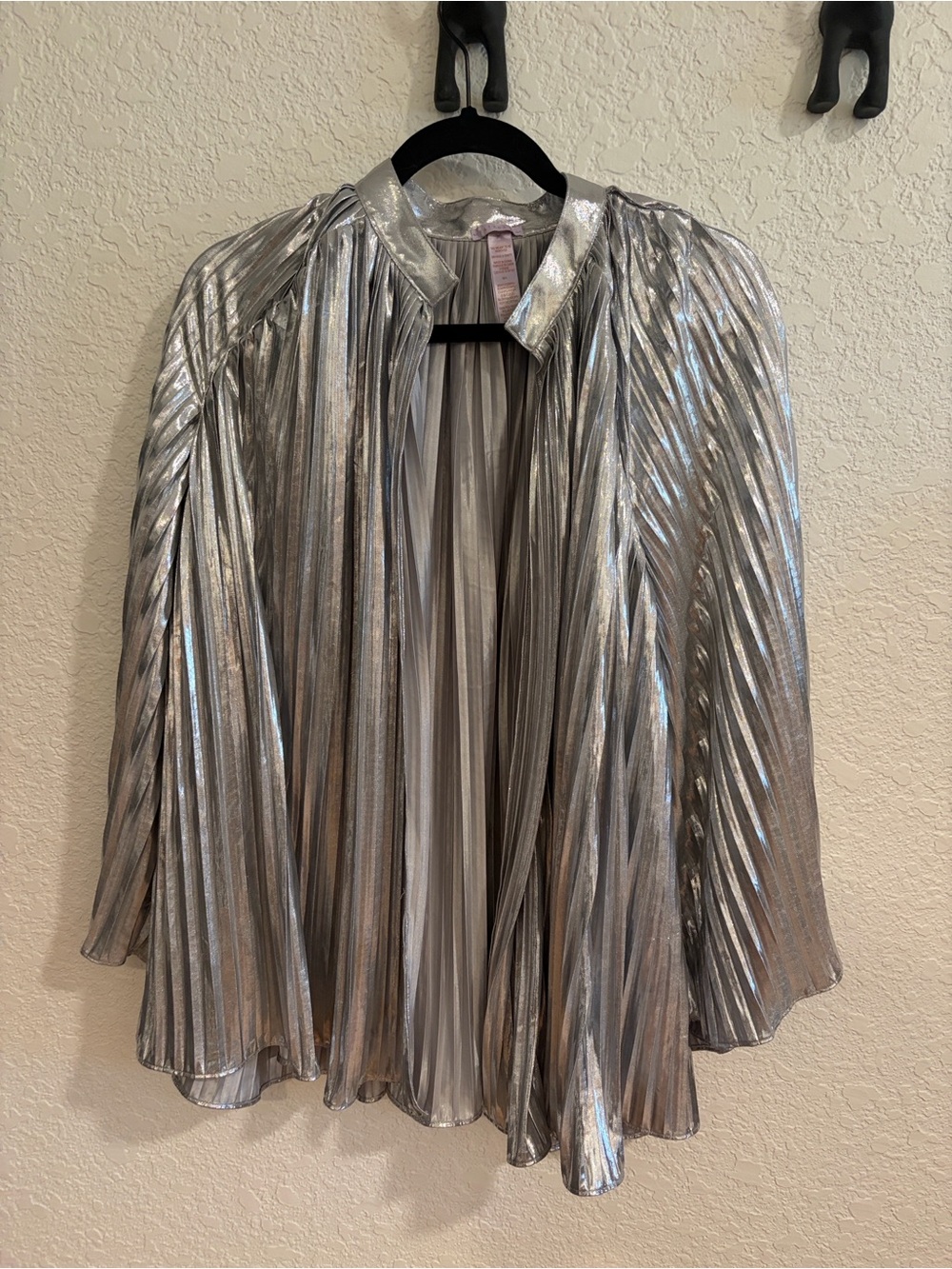 Savage X Fenty Metallic Silver Pleated Cape Jacket
